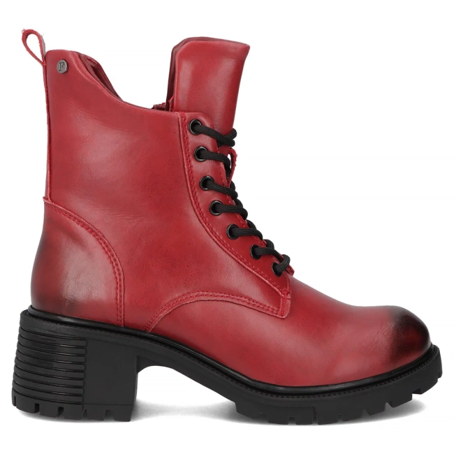 Červené kožené kotníkové boty na podpatku Filippo DBT6501/26 RD